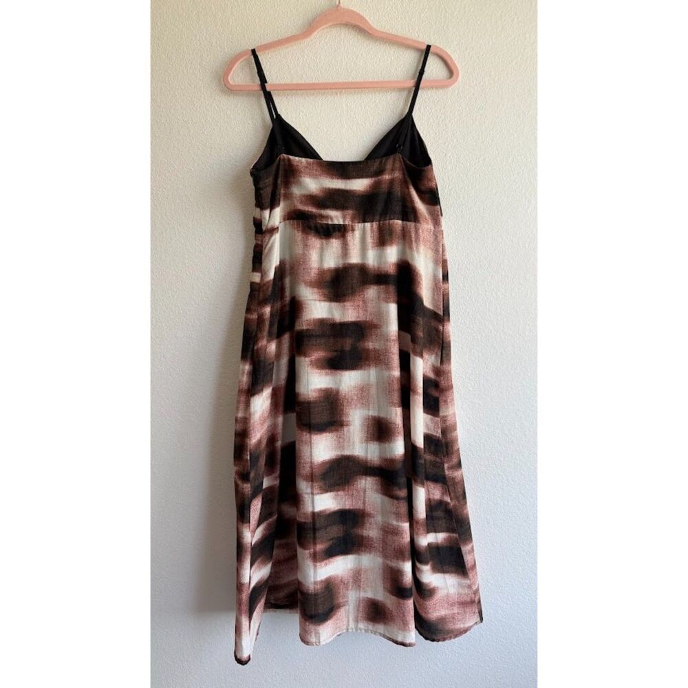 DKNY 100% Cotton Knotted Tie Front Maxi Sun Dress in Brown Ombre Stripe size M - Picture 11 of 16